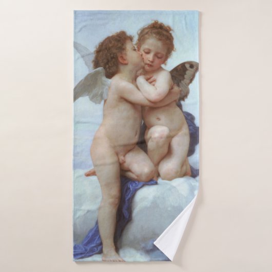 De eerste kus, Amor en Psyche, Bouguereau Badhanddoek (Badhanddoek)
