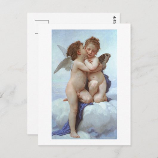 De eerste kus, Amor en Psyche, Bouguereau Briefkaart (Voorkant / Achterkant)