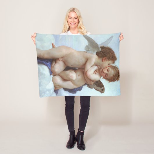 De eerste kus, Amor en Psyche, Bouguereau Fleece Deken (In situ)