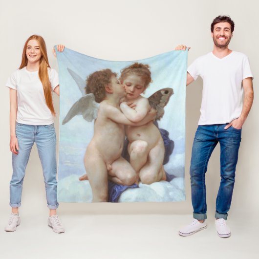 De eerste kus, Amor en Psyche, Bouguereau Fleece Deken (In situ)