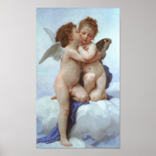 De eerste kus, Amor en Psyche, Bouguereau Poster