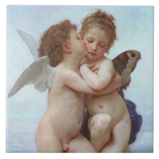 De eerste kus, Amor en Psyche, Bouguereau Tegeltje (Voorkant)