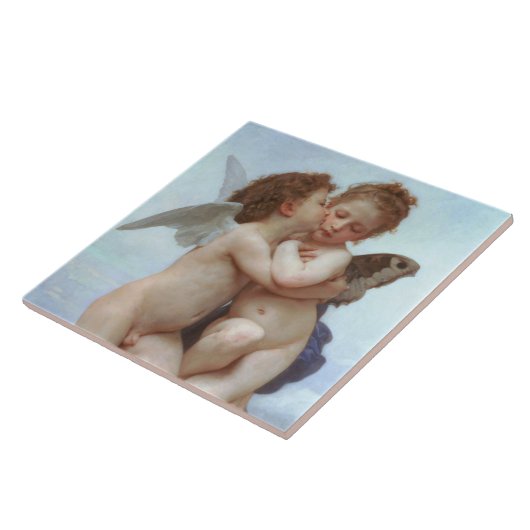 De eerste kus, Amor en Psyche, Bouguereau Tegeltje (Zijkant)