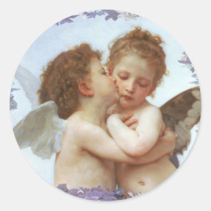 DE EERSTE KUS, C.1873 William Bourgeau Ronde Sticker