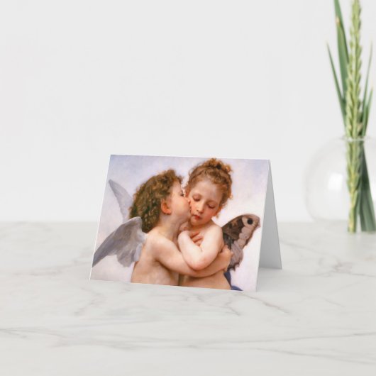 De Eerste Kus van engelen, Bouguereau Kaart (Voorkant)