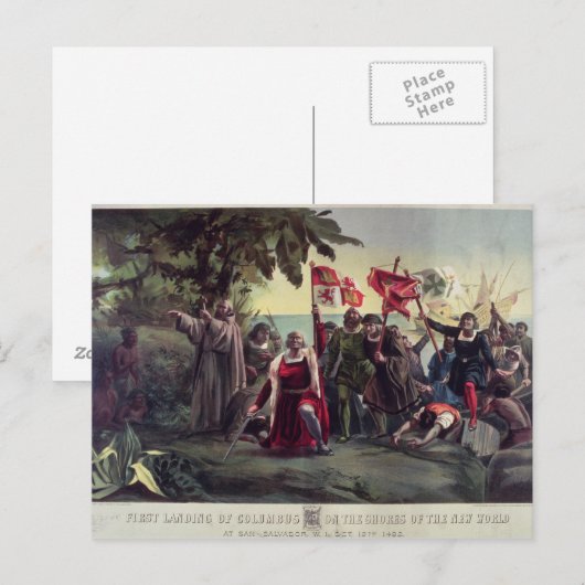 De eerste landing van Columbus Briefkaart (Voorkant / Achterkant)