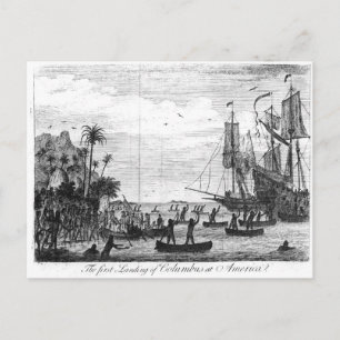 De eerste landing van Columbus in Amerika Briefkaart