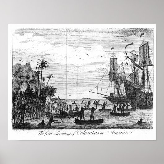 De eerste landing van Columbus in Amerika Poster (Voorkant)