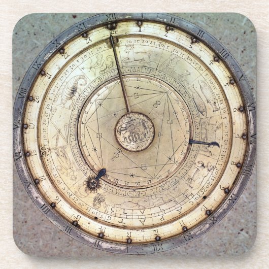 De eerste lentegedreven klok met druk, uitzicht va drankjes onderzetter (Voorkant)