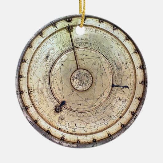 De eerste lentegedreven klok met druk, uitzicht va keramisch ornament (Voorkant)