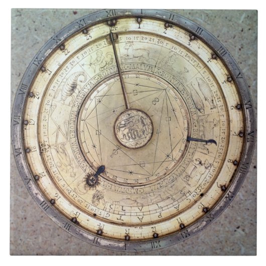 De eerste lentegedreven klok met druk, uitzicht va tegeltje (Voorkant)