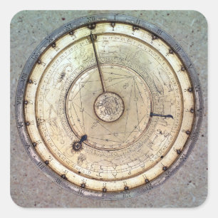 De eerste lentegedreven klok met druk, uitzicht va vierkante sticker