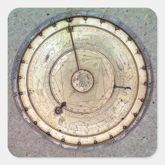 De eerste lentegedreven klok met druk, uitzicht va vierkante sticker (Voorkant)