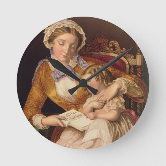 De eerste les, pub. van Baxter, 1855 (druk) Ronde Klok (Voorkant)