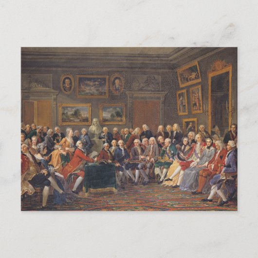 De eerste lezing in de zaal briefkaart (Voorkant)