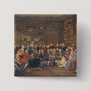 De eerste lezing in de zaal vierkante button 5,1 cm