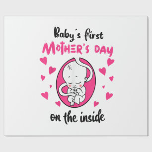 De eerste Moederdag van de baby aan de binnenkant Cadeaupapier