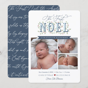 De eerste Noel Baby Boy Christmas Kaart