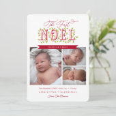De eerste Noel Baby Girl Christmas Kaart (Staand voorkant)