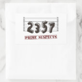 De eerste nummerverdachten rechthoekige sticker (Tas)