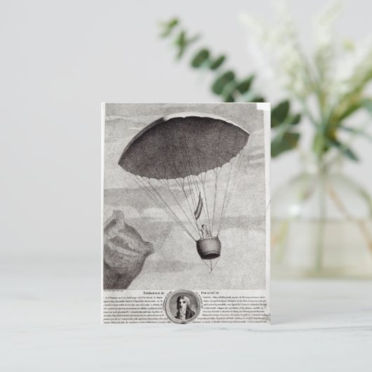 De eerste parachutescent briefkaart (Staand voorkant)