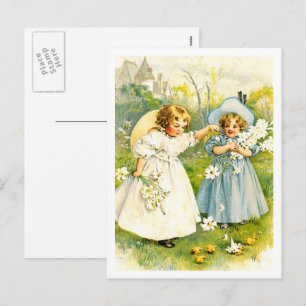 De eerste Pasen van de baby.  Kinder Briefkaarten