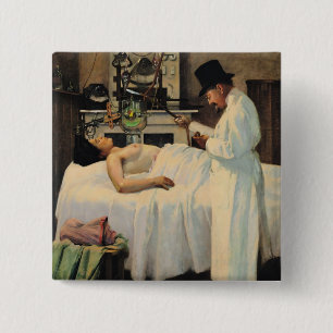 De eerste poging om Kanker met röntgenstralen te  Vierkante Button 5,1 Cm