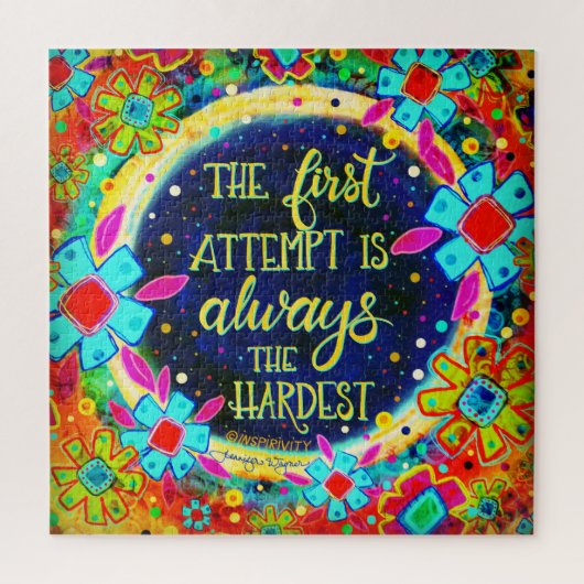 De eerste poging Quote bloeit op leuke inspiratie Legpuzzel (Verticaal)