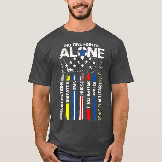 De eerste reactie op de Amerikaanse Thin Line Poli T-shirt (Voorkant)