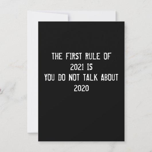 De Eerste Regel van 2021 Nieuwjaar Kaart (Voorkant)
