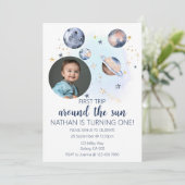 De eerste reis rond de fotouitnodiging van de zon kaart (Staand voorkant)