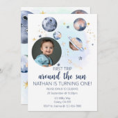 De eerste reis rond de fotouitnodiging van de zon kaart (Voorkant / Achterkant)