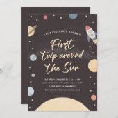 De eerste reis rond de ruimte van de Zon 1st Birth Kaart (Voorkant / Achterkant)