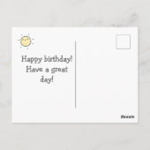 De eerste reis rond de zon! Eerste verjaardag van  Briefkaart (Achterkant)