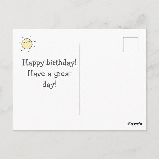 De eerste reis rond de zon! Eerste verjaardag van  Briefkaart (Achterkant)