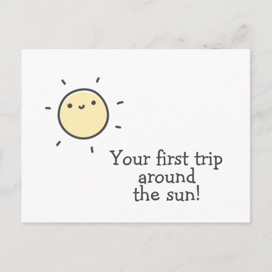 De eerste reis rond de zon! Eerste verjaardag van  Briefkaart (Voorkant)