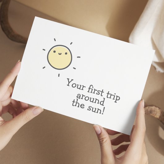 De eerste reis rond de zon! Eerste verjaardag van  Briefkaart