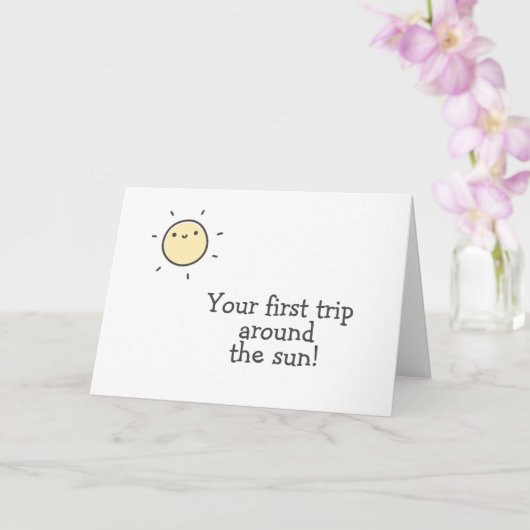 De eerste reis rond de zon! Eerste verjaardag van  Kaart (Orchidee)