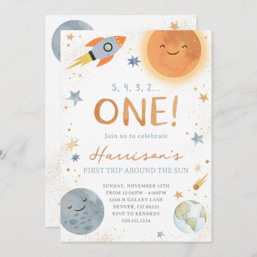 De eerste reis rond de zondag uitnodiging (Voorkant / Achterkant)