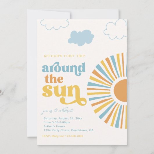 De eerste reis rond de zondag uitnodiging (Voorkant)