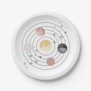 De eerste reis rond de zonneruimte papieren bordje