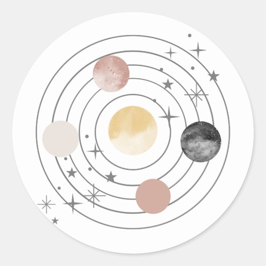 De eerste reis rond de zonneruimte ronde sticker (Voorkant)