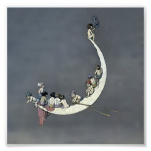 “De eerste reis van de maan” van W Heath Robinson Foto Afdruk