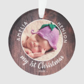 De eerste roze foto van mijn eerste kerstBaby. Ornament (voorkant)