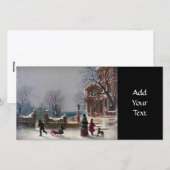 De eerste scène van Kerstmis van de Sneeuw Feestdagenkaart (Voorkant / Achterkant)