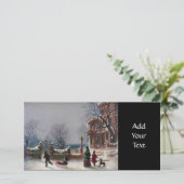 De eerste scène van Kerstmis van de Sneeuw Feestdagenkaart (Staand voorkant)