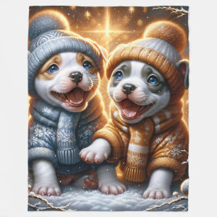 De eerste sneeuwval van Pitbull Puppies Fleece Deken