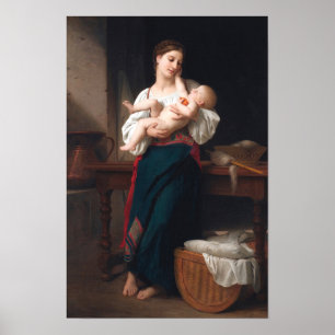 De Eerste Streelzucht door William Bouguereau Poster