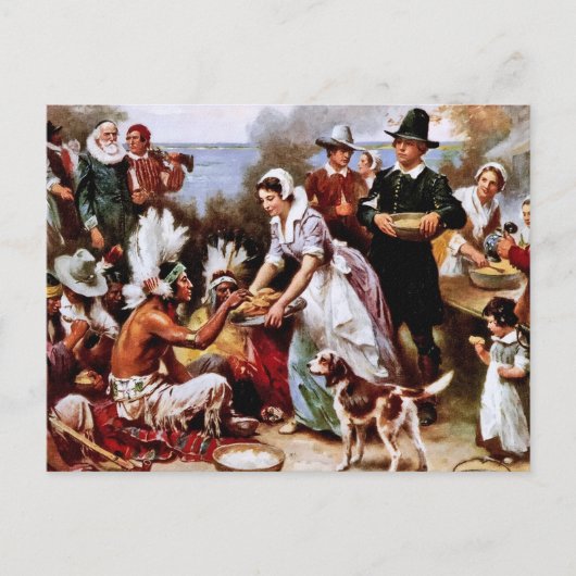 De eerste Thanksgiving, 1621. Briefkaarten (Voorkant)