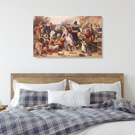 De eerste Thanksgiving 1621 | c.1932 Canvas Afdruk (Insitu (Slaapkamer))